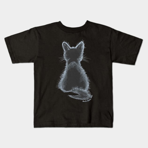 Kitty Silhouette Kids T-Shirt by ReneeDixonArt
